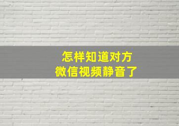 怎样知道对方微信视频静音了