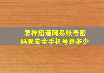 怎样知道网易账号密码呢安全手机号是多少