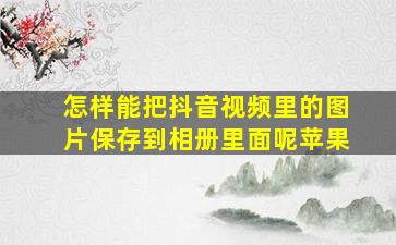 怎样能把抖音视频里的图片保存到相册里面呢苹果