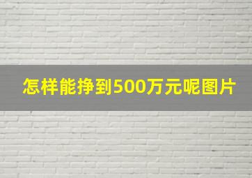 怎样能挣到500万元呢图片