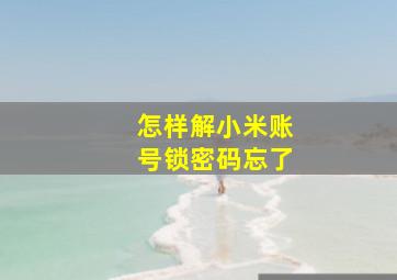 怎样解小米账号锁密码忘了