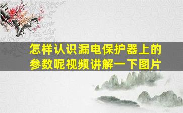 怎样认识漏电保护器上的参数呢视频讲解一下图片