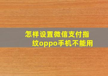 怎样设置微信支付指纹oppo手机不能用