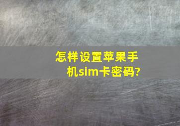 怎样设置苹果手机sim卡密码?