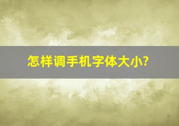 怎样调手机字体大小?