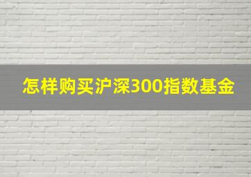 怎样购买沪深300指数基金