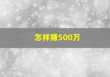 怎样赚500万