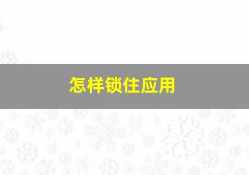 怎样锁住应用