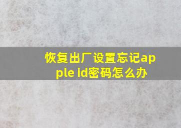 恢复出厂设置忘记apple id密码怎么办