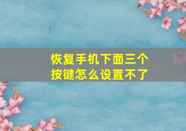 恢复手机下面三个按键怎么设置不了