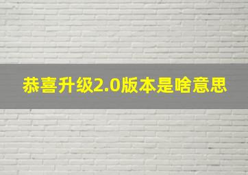 恭喜升级2.0版本是啥意思