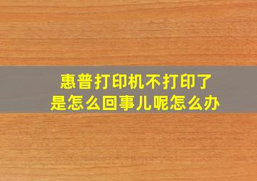 惠普打印机不打印了是怎么回事儿呢怎么办