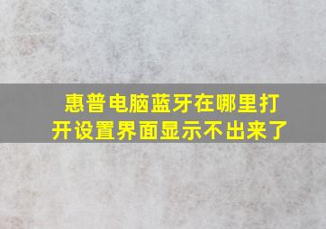 惠普电脑蓝牙在哪里打开设置界面显示不出来了