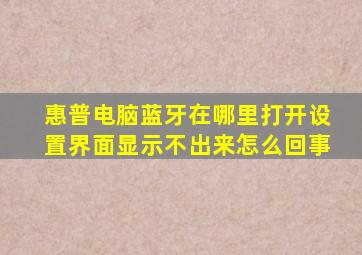 惠普电脑蓝牙在哪里打开设置界面显示不出来怎么回事