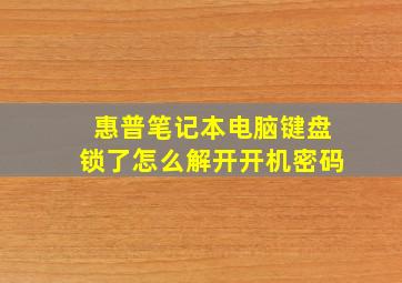 惠普笔记本电脑键盘锁了怎么解开开机密码