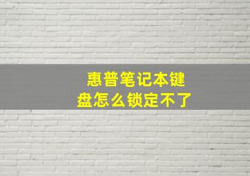 惠普笔记本键盘怎么锁定不了