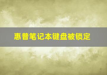 惠普笔记本键盘被锁定