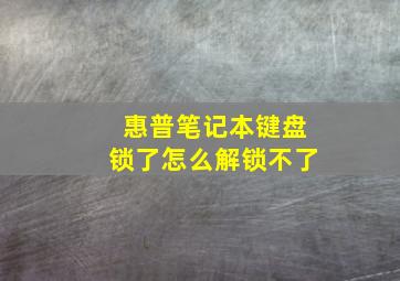 惠普笔记本键盘锁了怎么解锁不了