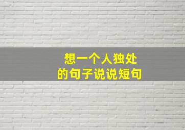 想一个人独处的句子说说短句