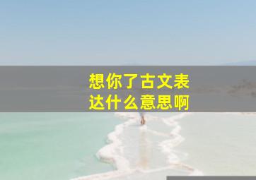 想你了古文表达什么意思啊