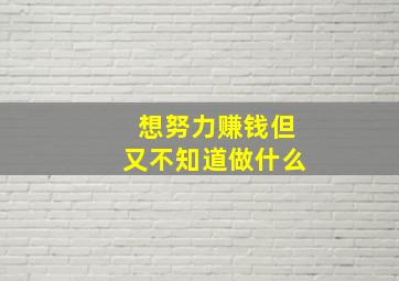 想努力赚钱但又不知道做什么