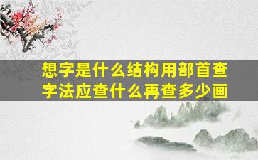 想字是什么结构用部首查字法应查什么再查多少画