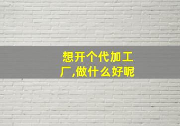 想开个代加工厂,做什么好呢