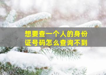 想要查一个人的身份证号码怎么查询不到