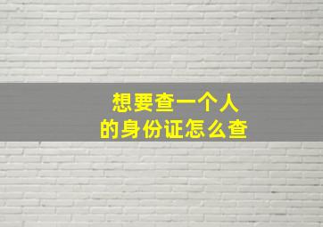 想要查一个人的身份证怎么查