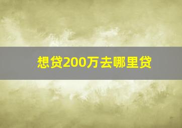 想贷200万去哪里贷