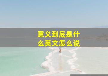 意义到底是什么英文怎么说