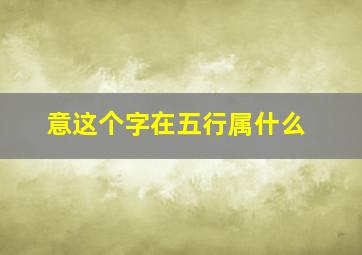 意这个字在五行属什么