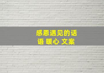 感恩遇见的话语 暖心 文案