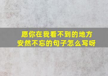 愿你在我看不到的地方安然不忘的句子怎么写呀