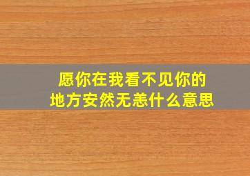 愿你在我看不见你的地方安然无恙什么意思