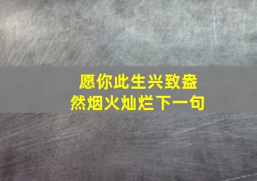 愿你此生兴致盎然烟火灿烂下一句