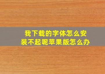 我下载的字体怎么安装不起呢苹果版怎么办