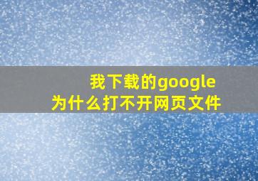 我下载的google为什么打不开网页文件