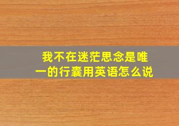 我不在迷茫思念是唯一的行囊用英语怎么说