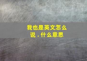 我也是英文怎么说 . 什么意思