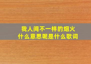 我人间不一样的烟火什么意思呢是什么歌词