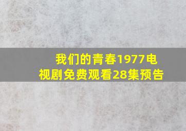 我们的青春1977电视剧免费观看28集预告