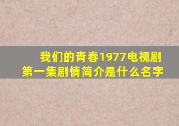 我们的青春1977电视剧第一集剧情简介是什么名字