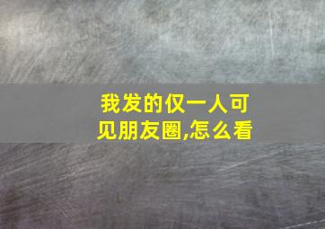 我发的仅一人可见朋友圈,怎么看