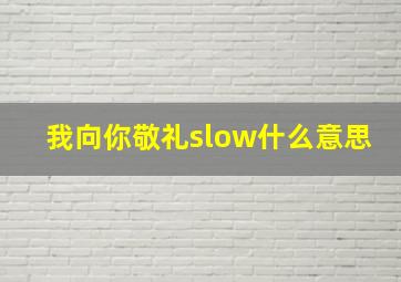 我向你敬礼slow什么意思