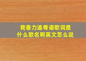 我奋力追粤语歌词是什么歌名啊英文怎么说