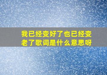 我已经变好了也已经变老了歌词是什么意思呀