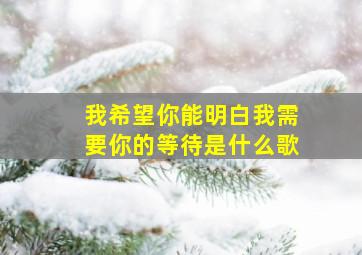 我希望你能明白我需要你的等待是什么歌