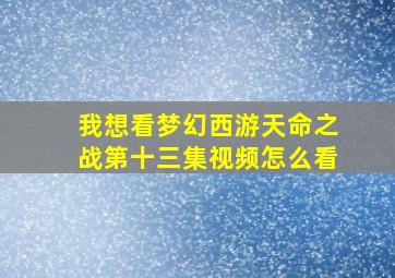 我想看梦幻西游天命之战第十三集视频怎么看