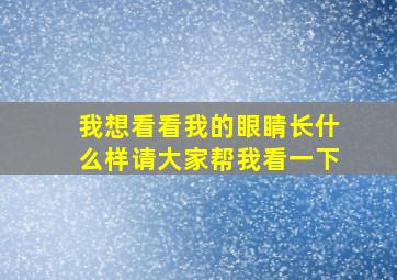 我想看看我的眼睛长什么样请大家帮我看一下